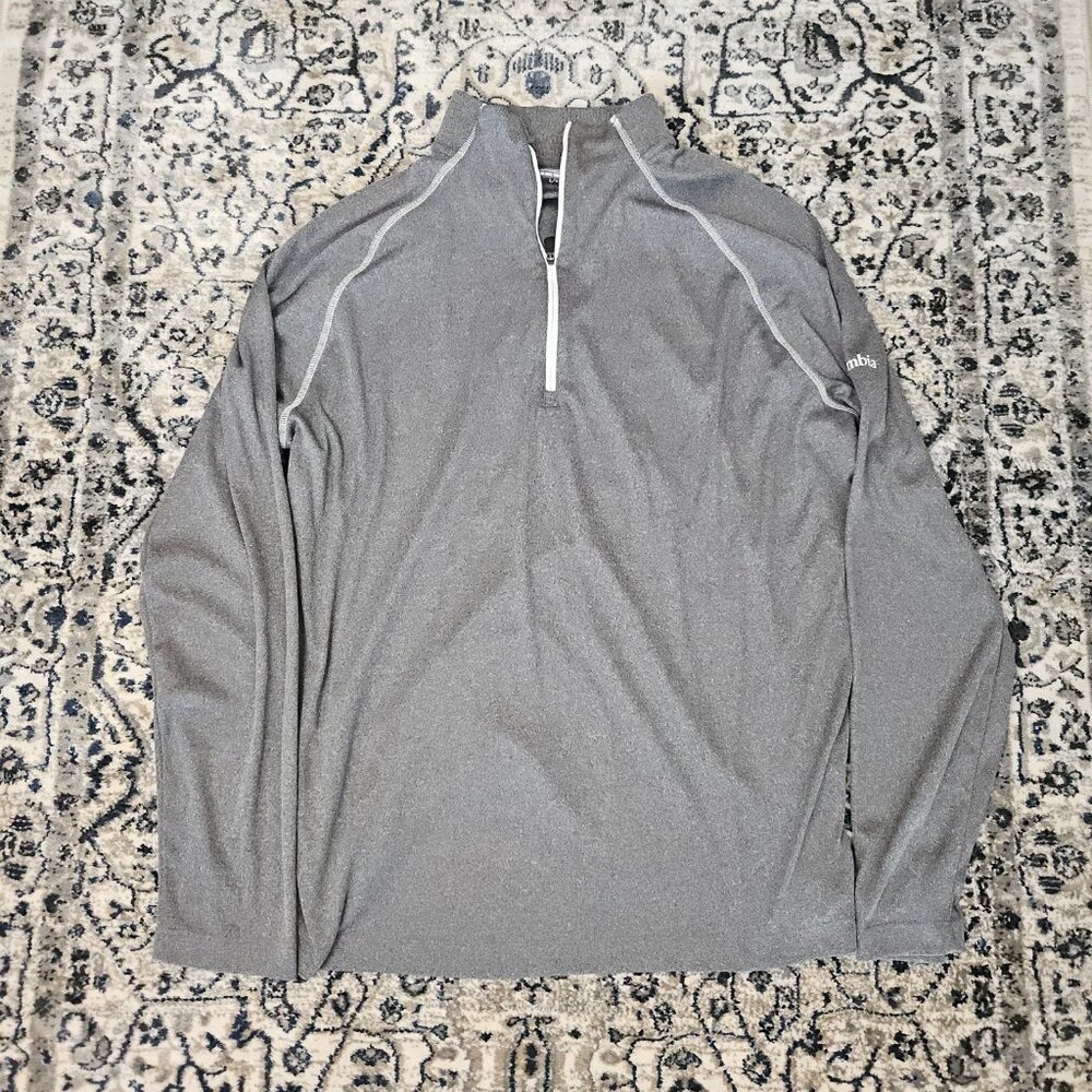 Columbia Golf Quarter Zip Performance Pullover Gray Mens L Goldcore Athleisure